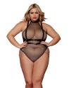 body noir et harnais cuir de la collection lingerie bdsm de chez dreamgirl