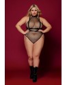 body noir et harnais cuir de la collection lingerie bdsm de chez dreamgirl