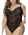 body sexy, pour femme forte, noir en dentelle et résille de mapalé lingerie