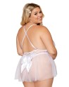 body sexy, grande taille, blanc avec tulle en résille de chez dreamgirl