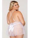 body sexy, grande taille, blanc avec tulle en résille de chez dreamgirl