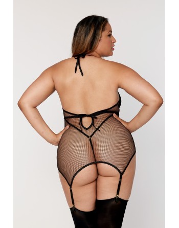  body, grande taille, noir en simili cuir de chez dreamgirl