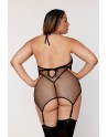  body, grande taille, noir en simili cuir de chez dreamgirl