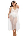  lingerie dreamgirl : body string blanc grande taille échancré et jupe transparente