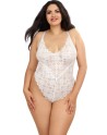  lingerie dreamgirl : body string blanc grande taille échancré et jupe transparente