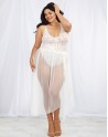  lingerie dreamgirl : body string blanc grande taille échancré et jupe transparente