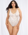  lingerie dreamgirl : body string blanc grande taille échancré et jupe transparente