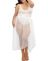  lingerie dreamgirl : body string blanc grande taille échancré et jupe transparente