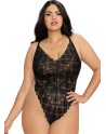  lingerie dreamgirl : body string grande taille noir échancré et jupe transparente