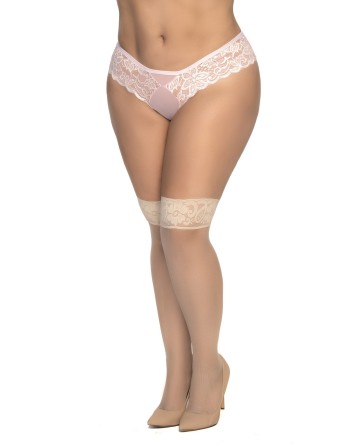 bas sexy transparent, grande taille, couleur peau de la marque mapalé lingerie sexy.