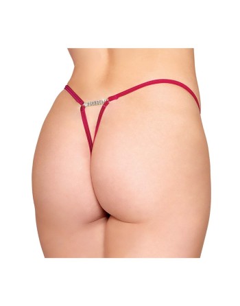 string en dentelle rouge ouvert avec chaine strass de dreamgirl lingerie