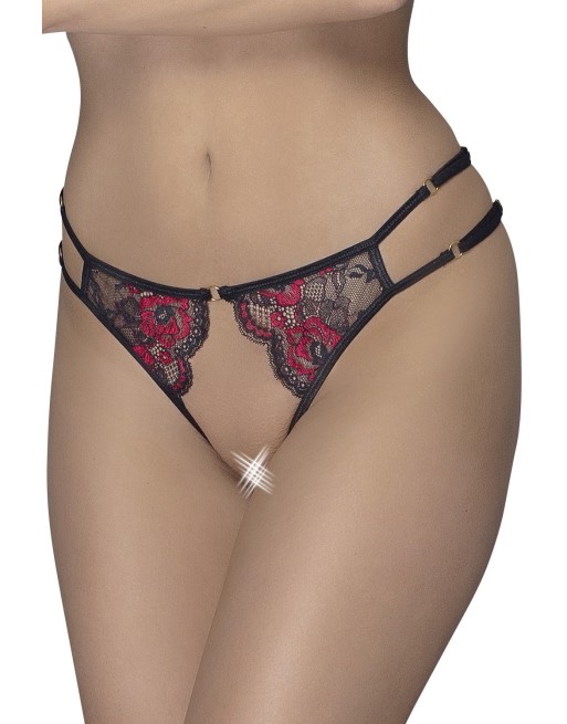 slip en dentelle florale ouvert à l'entrejambe de chez votre cottelli lingerie sexy.