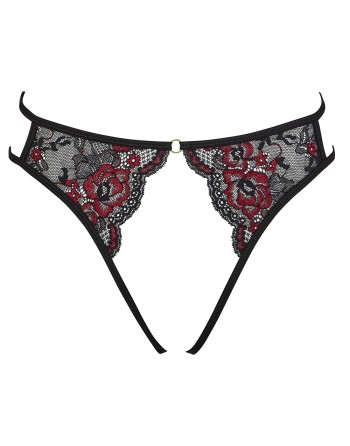 slip en dentelle florale ouvert à l'entrejambe de chez votre cottelli lingerie sexy.