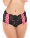 shorty noir et ruban rose entrecroisé de la colletion rené rofé sexy chez votre 