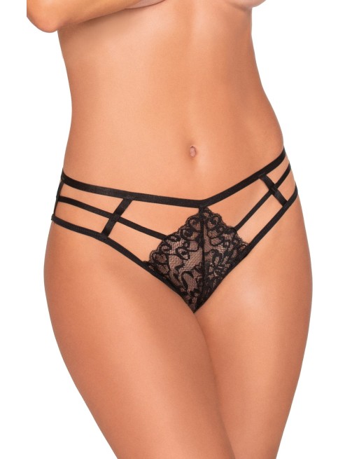 string en dentelle noire forme triangle et lanières de la collection dreamgirl.