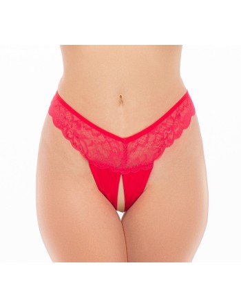 votre rené rofé, vous propose ce magnifique string dentelle rouge ouvert. 