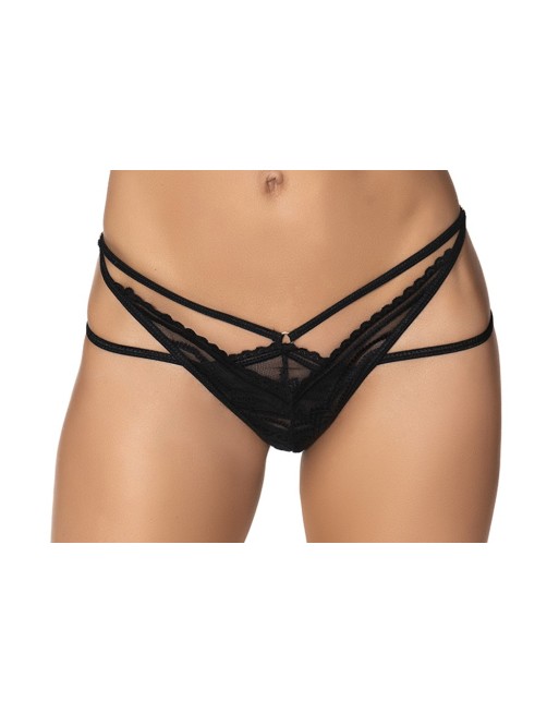 string en fine résille noire sexy avec lanières de votre mapalé lingerie. 