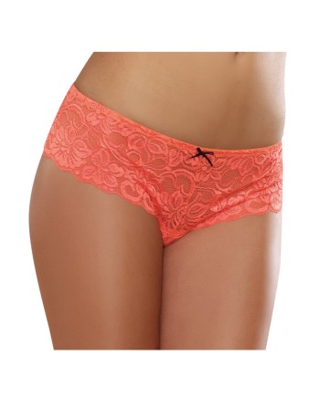  lingerie shorty orange corail ouvert en dentelle