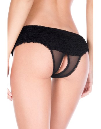  music legs : tanga noir ouvert mousseline