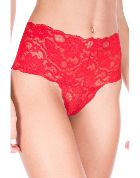  music legs : tanga string rouge taille haute