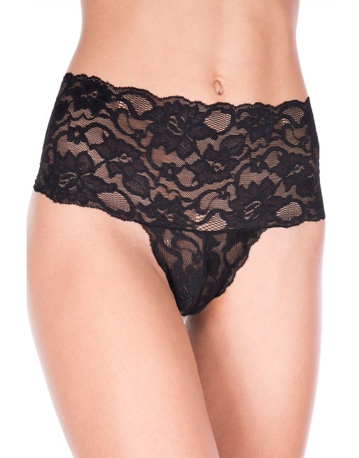  music legs : tanga string noir taille haute