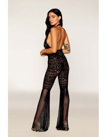 bodystocking noir en résille, année 1970 de dreamgirl lingerie