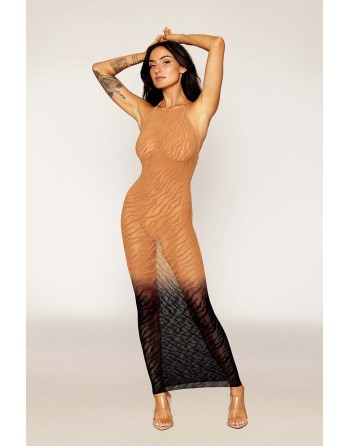 robe bodystocking, moulante, avec motifs zèbre de dreamgirl lingerie