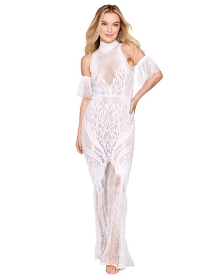 robe bodystocking blanche en résille de dreamgirl bas et collants