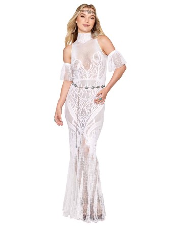 robe bodystocking blanche en résille de dreamgirl bas et collants