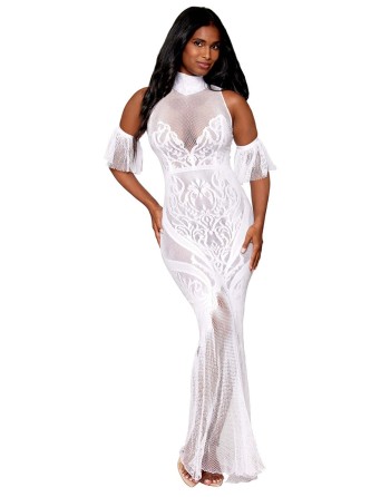 robe bodystocking blanche en résille de dreamgirl bas et collants