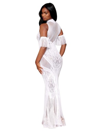 robe bodystocking blanche en résille de dreamgirl bas et collants