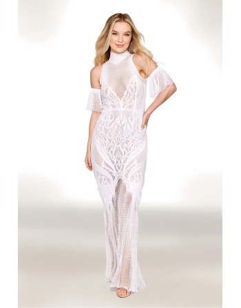 robe bodystocking blanche en résille de dreamgirl bas et collants