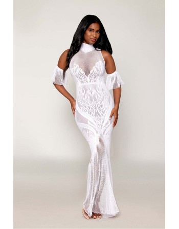 robe bodystocking blanche en résille de dreamgirl bas et collants