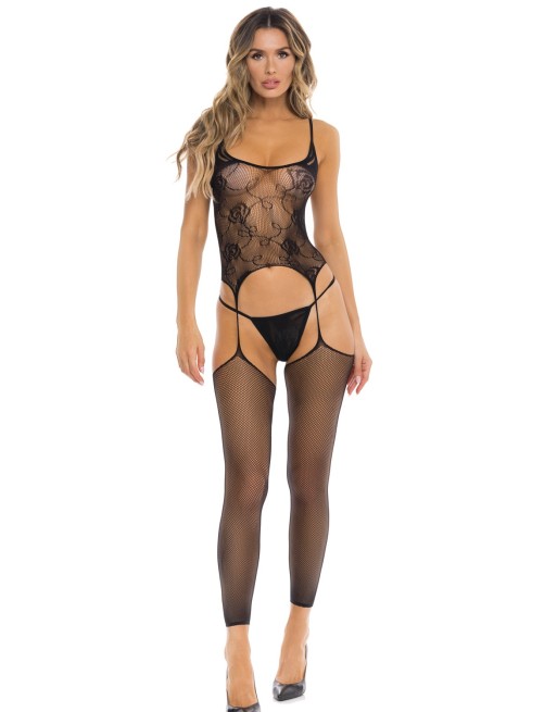 combinaison résille noire sexy de la collection bodystocking rené rofé.