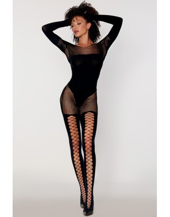 bodystocking en fine maille noire chez votre en .