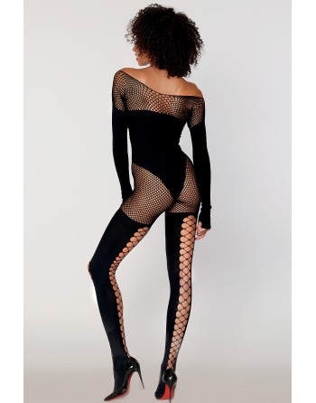 bodystocking en fine maille noire chez votre en .