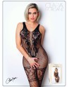 bodystocking en résille noire sexy avec laçage de la collection clara morgane