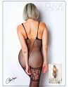 bodystocking en résille noire sexy avec laçage de la collection clara morgane