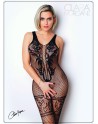 bodystocking en résille noire sexy avec laçage de la collection clara morgane