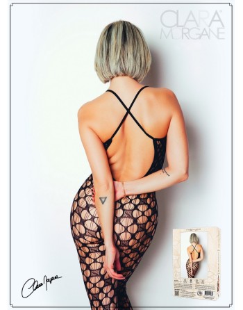 bodystocking sexy noir en maille large de la marque clara morgane