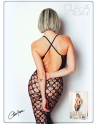 bodystocking sexy noir en maille large de la marque clara morgane