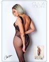 bodystocking sexy en dentelle noire motif floraux clara morgane