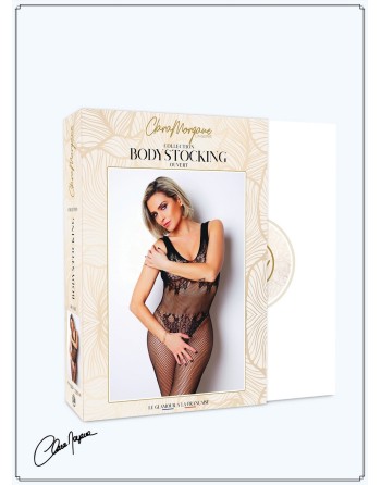 bodystocking sexy en dentelle noire motif floraux clara morgane