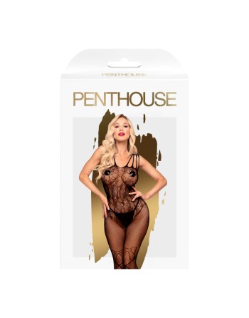 combinaison en résille noir, ouvert à l'entrejambe et ouvert sur les fesses de la collection penthouse.