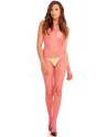  lingerie : combinaison bodystocking rose filet