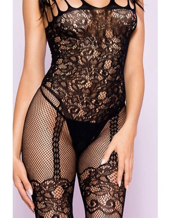  lingerie sexy : bodystocking noir body jarretelles