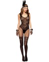  lingerie sexy : bodystocking noir dentelle florale