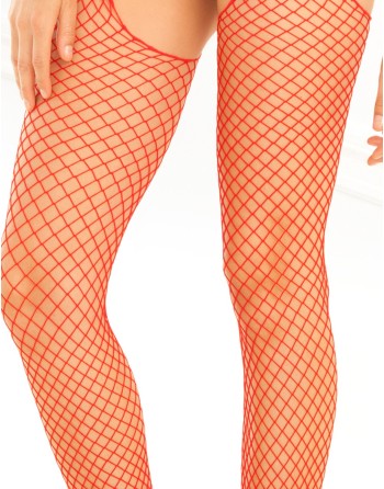  lingerie : combinaison bodystocking rouge filet