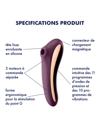 stimulateur et vibromasseur satisfyer dual kiss  mauve de satisfyer en gros ou 