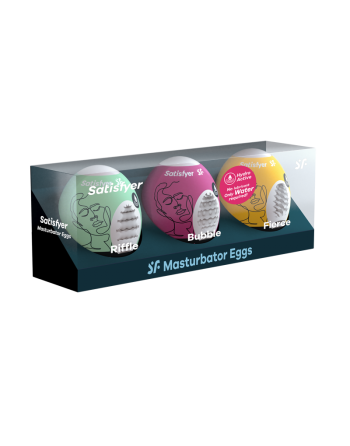 ensemble oeufs masturbateurs 3 pièces riffle, bubble, fierce  satisfyer